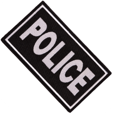 Black and White Rectangular Police Badge