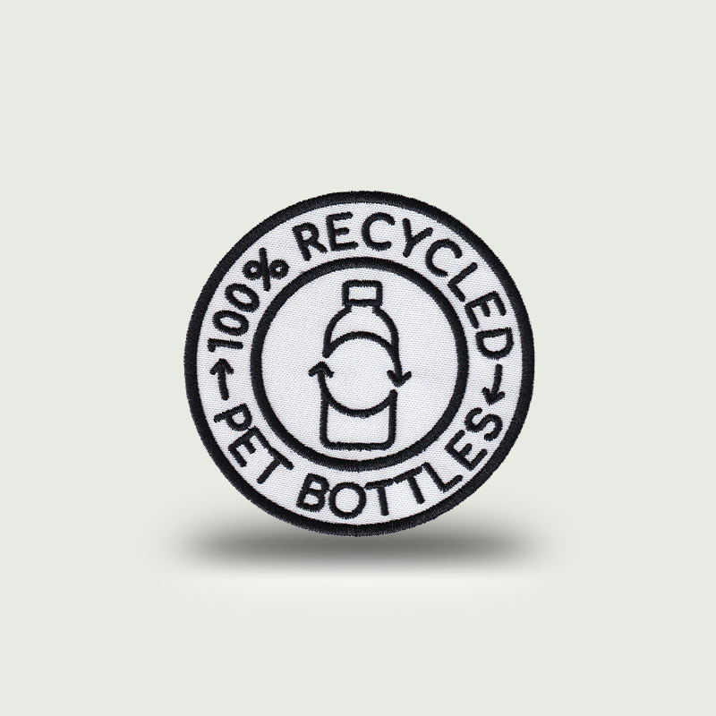 RECYCLED-THREAD-EMBROIDERED-BADGE-ECO-BADGE-ECO-FRIENDLY-BADGE-EMBROIDERY-BADGE-UK Badge Comparison, woven vs embroidered badges, chenille badges, faux leather badges, combination badges, 3D puff badges, sublimation badges, custom embroidered badges, badge types guide, how to choose custom badges