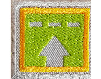 satin border on badge