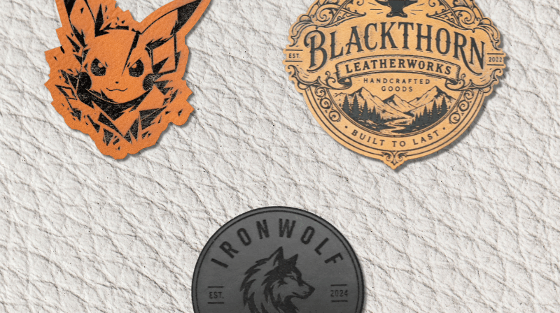 faux leather badges, PU leather badges, custom leather badges, engraved leather badges, faux leather patches, custom PU leather patches, UK made leather badges, made in the UK badges, custom leather patches UK, leather effect badges, engraved PU leather badges, sew on leather badges, heat seal leather badges, temporary adhesive backing badges, leather patches for hats, custom leather patches for clothing, leather patches for workwear, branded leather patches, black faux leather badges, saddle tan leather badges, rawhide leather badges, Harrow badge production, engraved badges made in Harrow, custom badge backing options, faux leather badge colour comparison