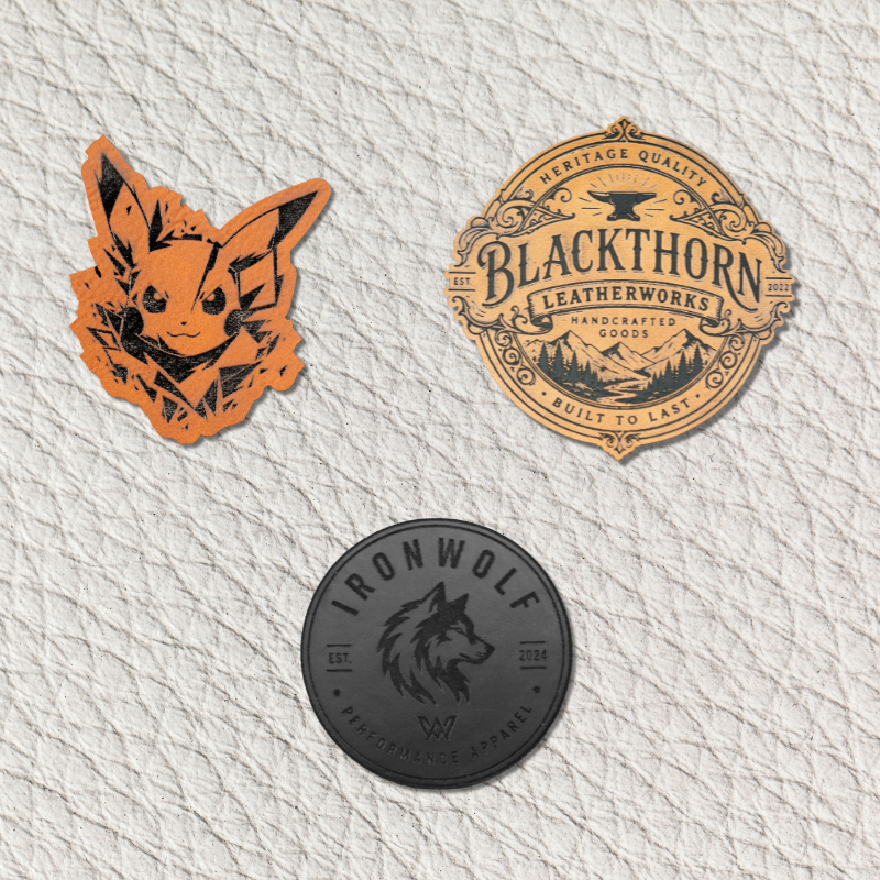 faux leather badges, PU leather badges, custom leather badges, engraved leather badges, faux leather patches, custom PU leather patches, UK made leather badges, made in the UK badges, custom leather patches UK, leather effect badges, engraved PU leather badges, sew on leather badges, heat seal leather badges, temporary adhesive backing badges, leather patches for hats, custom leather patches for clothing, leather patches for workwear, branded leather patches, black faux leather badges, saddle tan leather badges, rawhide leather badges, Harrow badge production, engraved badges made in Harrow, custom badge backing options, faux leather badge colour comparison